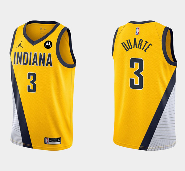 Men's Indiana Pacers #3 Chris Duarte Yellow Swingman Stitched Jersey Men's Indiana Pacers #3 Chris Duarte Yellow Swingman Stitched Jersey